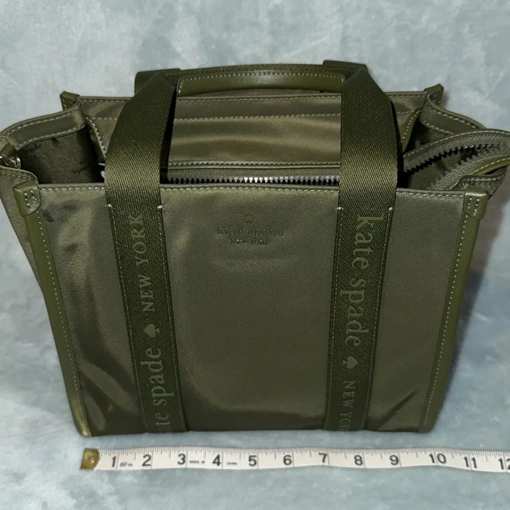 kate spade Green Small Structured Tote with Webbing Details - Picture 5 of 14